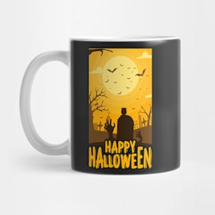 Happy Halloween zombie hand bat Mug